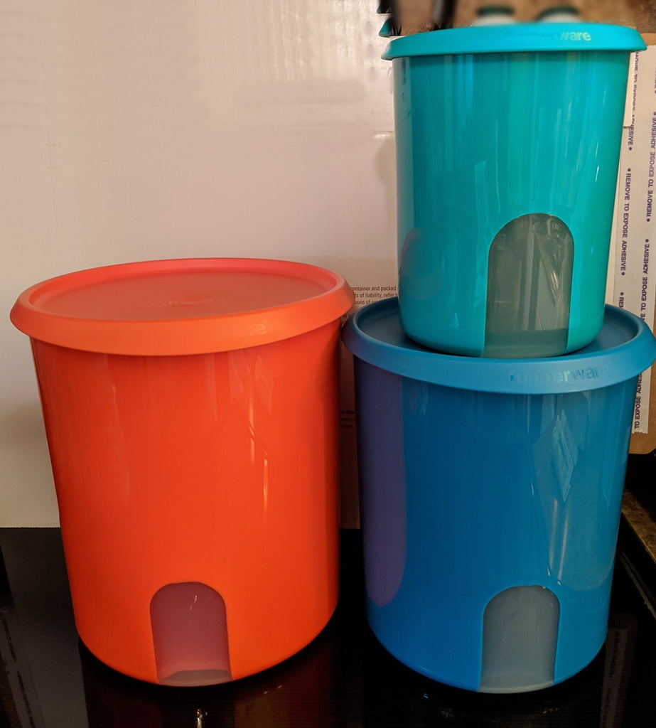 TUPPERWARE 2 Pc Classic COLORED REMINDER Canister Set TWO JR Green