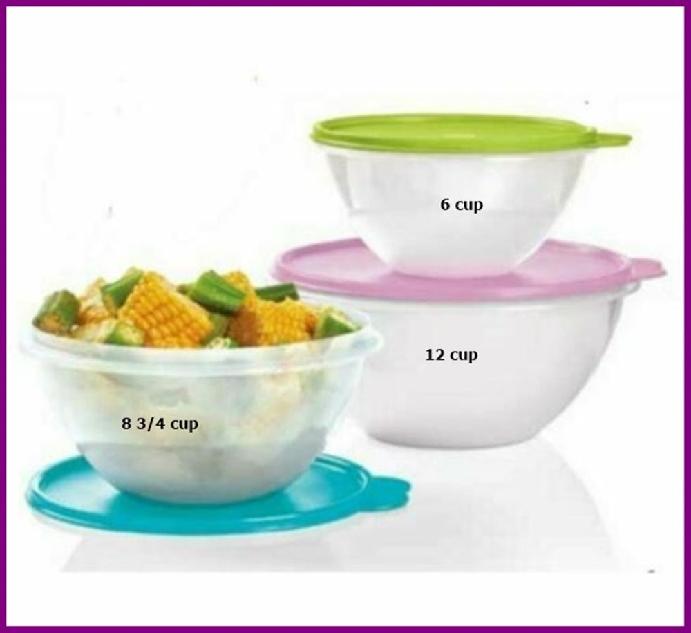 TUPPERWARE 3 Wonderlier Nesting SHEER Mixing Bowls 6-c 8.75-c 12-c