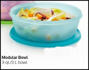 TUPPERWARE Flat Bottom LARGE Modular Mixing Bowl 3-Qt / 3L Parrot Teal BOWL & Seal