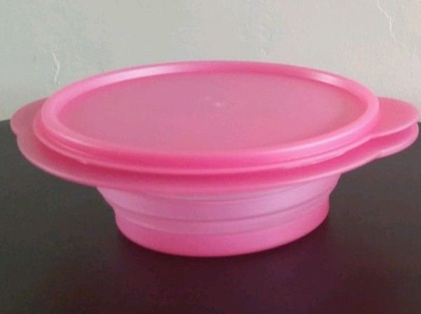 TUPPERWARE FLATOUT ROUND EXPANDABLE FLEX BOWL W/ SEAL 4-c RED