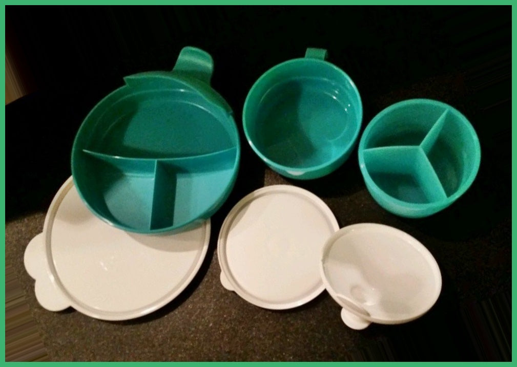 TUPPERWARE BABY STAGES 3 PIECE FUN FEEDING SET FUCHSIA KISS or AQUA TE ...