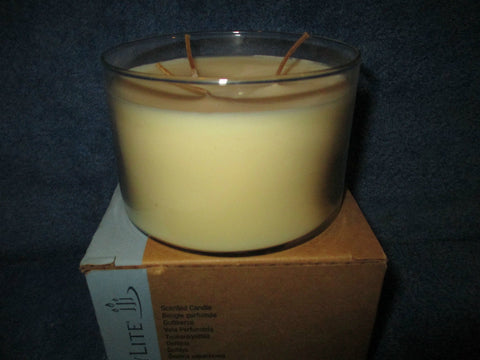 PartyLite Original 3-Wick Round Glass Jar Boxed Candle YELLOW DAFFODIL - Plastic Glass and Wax