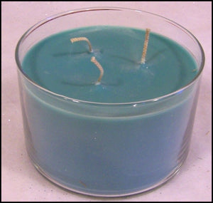 PartyLite Original 3-Wick Round Glass Jar Boxed Candle SEA BREEZE AND OLIVE BLUE - Plastic Glass and Wax