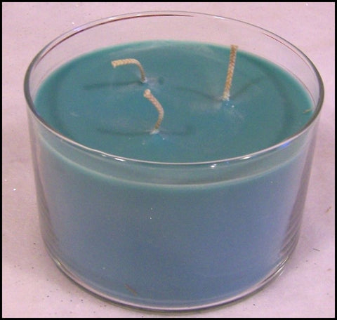 PartyLite Original 3-Wick Round Glass Jar Boxed Candle BLUE AGAVE - Plastic Glass and Wax