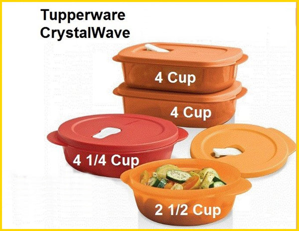 TUPPERWARE CRYSTALWAVE MICROWAVABLE 2.5-C ROUND REHEATING BOWL BUTTERNUT SQUASH w/ SNOW WHITE VENTED SEAL - Plastic Glass and Wax ~ PGW