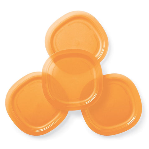 Tupperware Impressions 9.5" Microwave Luncheon Plates Set of 4 ORANGE PAPAYA