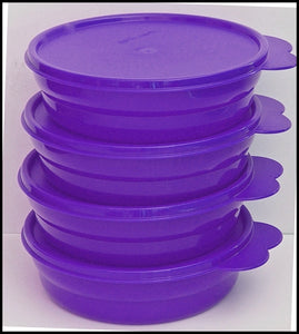 TUPPERWARE 4 IMPRESSIONS MICROWAVE 2 CUP CEREAL BOWLS GRAPE FIZZ PURPLE NEW