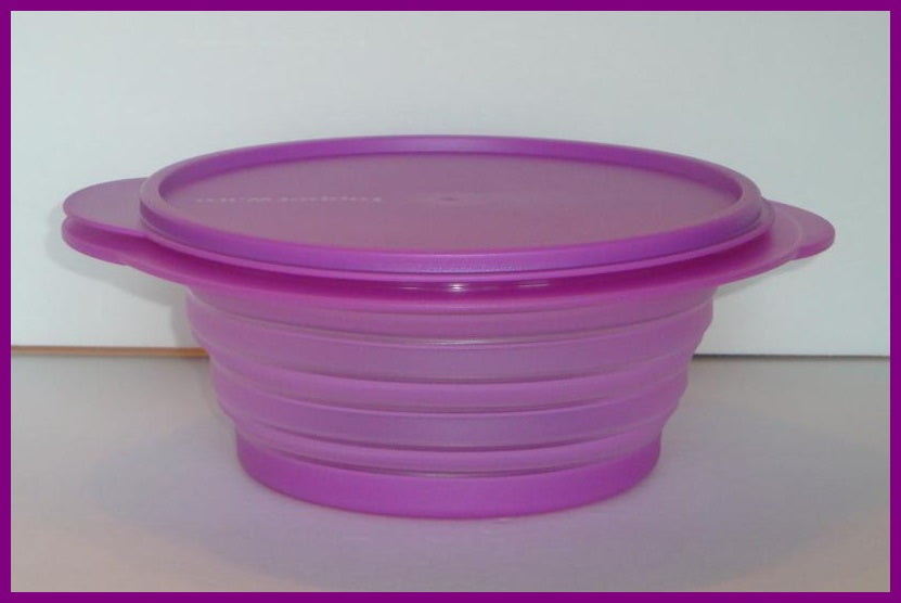 TUPPERWARE FLATOUT ROUND EXPANDABLE FLEX BOWL W/ SEAL 4-c MULBERRY