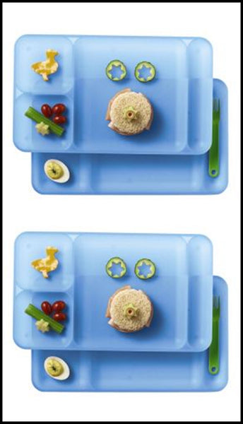 TUPPERWARE 2-Pc ALMOND IMPRESSIONS LARGE RECTANGLE DIVIDED DINING LUNCHEON TRAY SET