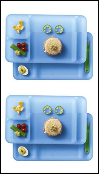 TUPPERWARE 4-Pc COLORED IMPRESSIONS LARGE RECTANGLE DIVIDED DINING LUNCHEON TRAY SET
