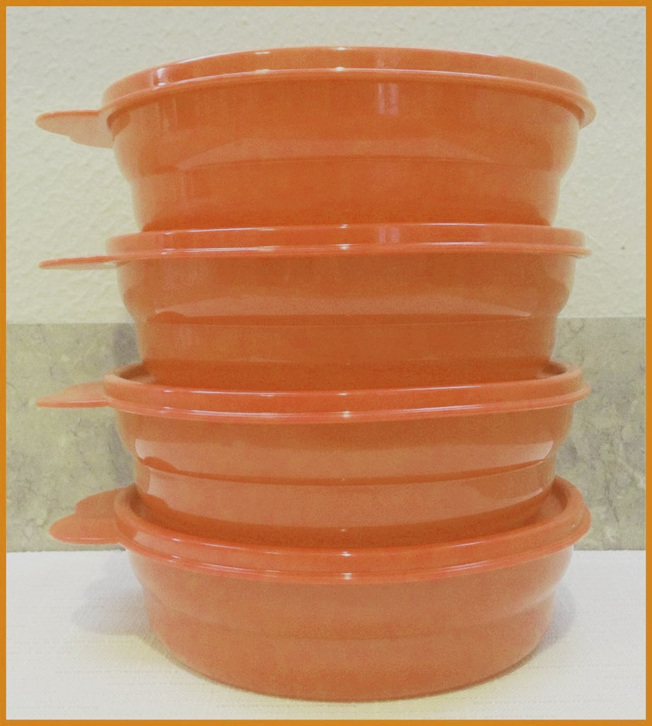 TUPPERWARE 4 IMPRESSIONS MICROWAVE 2 CUP CEREAL BOWLS CHILI PEPPER