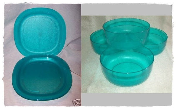 Tupperware Impressions 7.75" Microwave ACRYLIC Dessert Plates 4 SAPPHIRE PURPLE - Plastic Glass and Wax