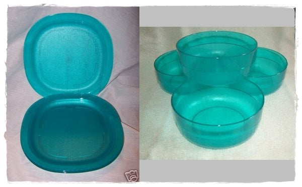 Tupperware Impressions 7.75" Microwave ACRYLIC Dessert Plates Set of 4 KIWI LIME GREEN - Plastic Glass and Wax