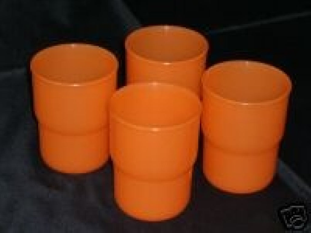 Four Tupperware Orange Stacking Canister Set - Ruby Lane