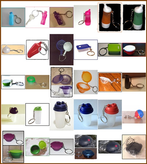 TUPPERWARE Mini Essentials Blossom Bowl Key Chain Basil Green & Snow White - Plastic Glass and Wax ~ PGW