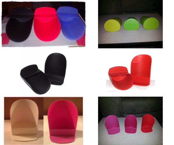 Tupperware 2 COLORED NOVELTY GADGET ROUND ROCKER CANISTER SCOOPS - Plastic Glass and Wax