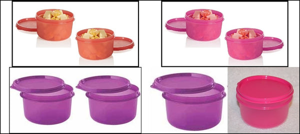 TUPPERWARE 2 14-oz Serving Center Storage Container Snack Bowls with Seals Grape Purple - Plastic Glass and Wax