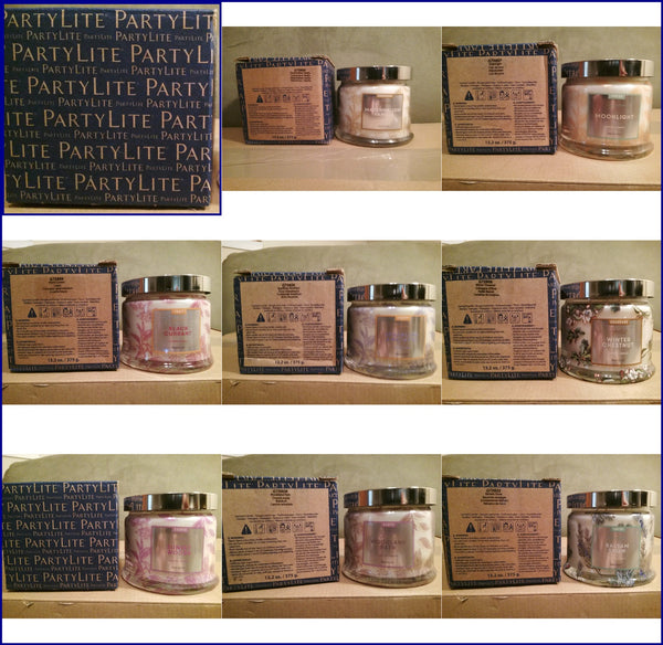 PartyLite 3-Wick Signature Round Jar Boxed Candle w/ Metal Lid MISTLETOE - Plastic Glass and Wax