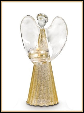 Partylite LOVE Angel of Light Golden Glass Tealight Holder - MEDIUM 10 3/4" TALL