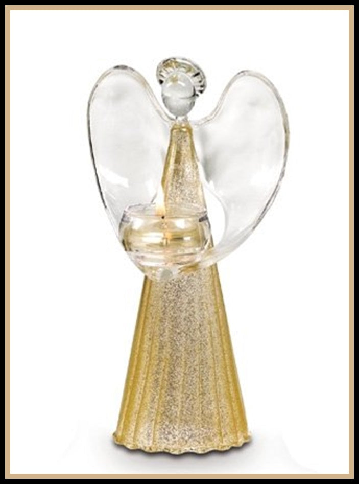 Partylite PEACE Angel of Light Golden Glass Tealight Holder - LARGE 12 1/2" TALL