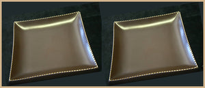 SOUTHERN LIVING @ HOME WH MARIO BATALI ITALIAN STITCH SET/2 SQUARE DINNER PLATES - Plastic Glass and Wax ~ PGW