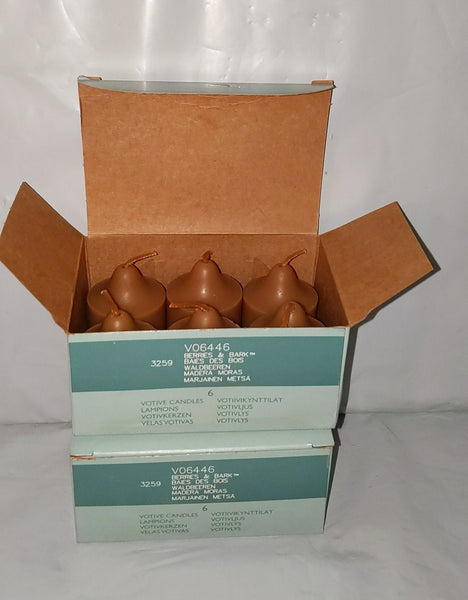PartyLite ONE DOZEN Votive Wax Candles - 2 BOXES - 6 / BOX TOTAL 12 VOTIVES BERRIES & BARK