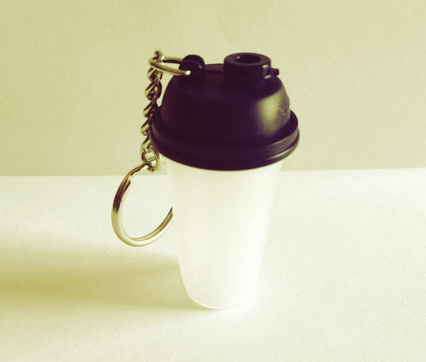 TUPPERWARE ORIGINAL STYLE Mini QUICK SHAKE Keeper Container KeyChain 1 DEEP PURPLE