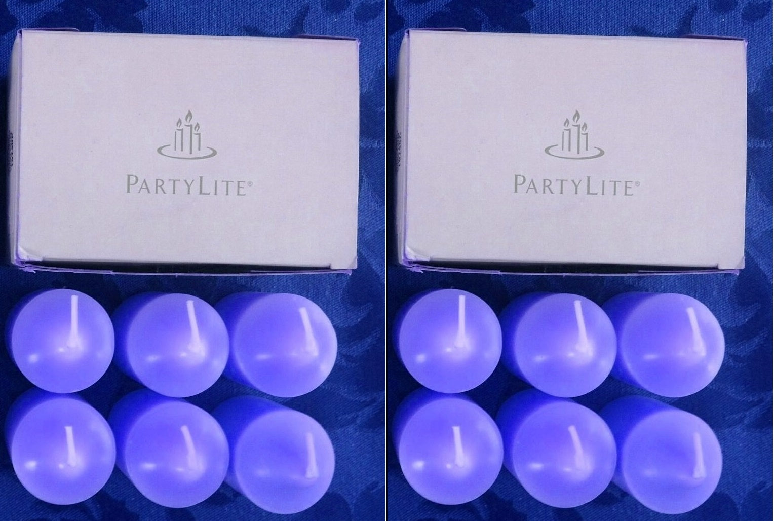 PartyLite 1 DOZEN Votive Wax Candles - 2 BOXES = 12 VOTIVES BLUEBERRY WISTERIA