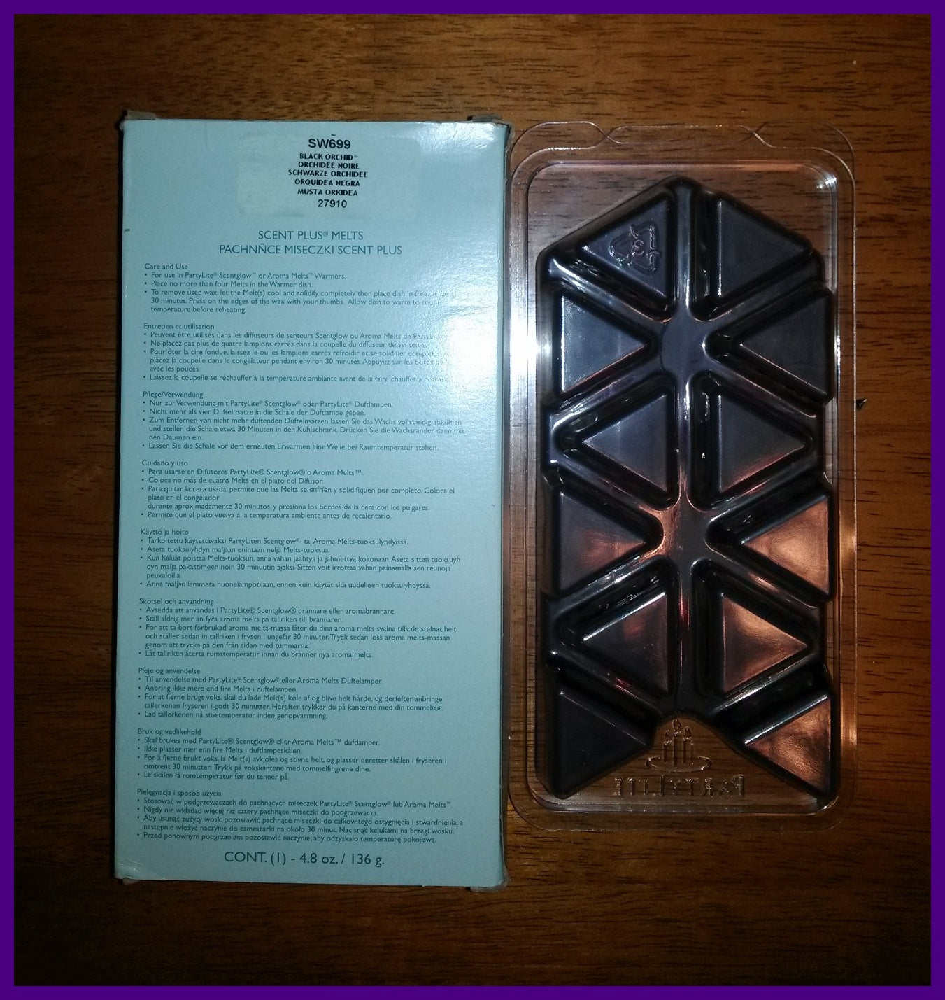 PartyLite 12-pc SCENT PLUS AROMA MELTS Rectangle Brick Scented Simmering Wax BLACK ORCHID