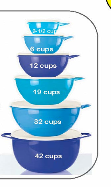 TUPPERWARE 19-C THATS A BOWL MEDIUM LIGHT BABY BLUE WHITE TABBED SEAL - Plastic Glass and Wax ~ PGW