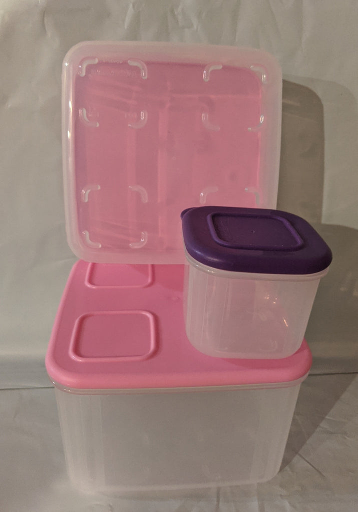 Tupperware Small Freezer Mates 290mL Container Set of 4 Pink Blue Vineyard  New