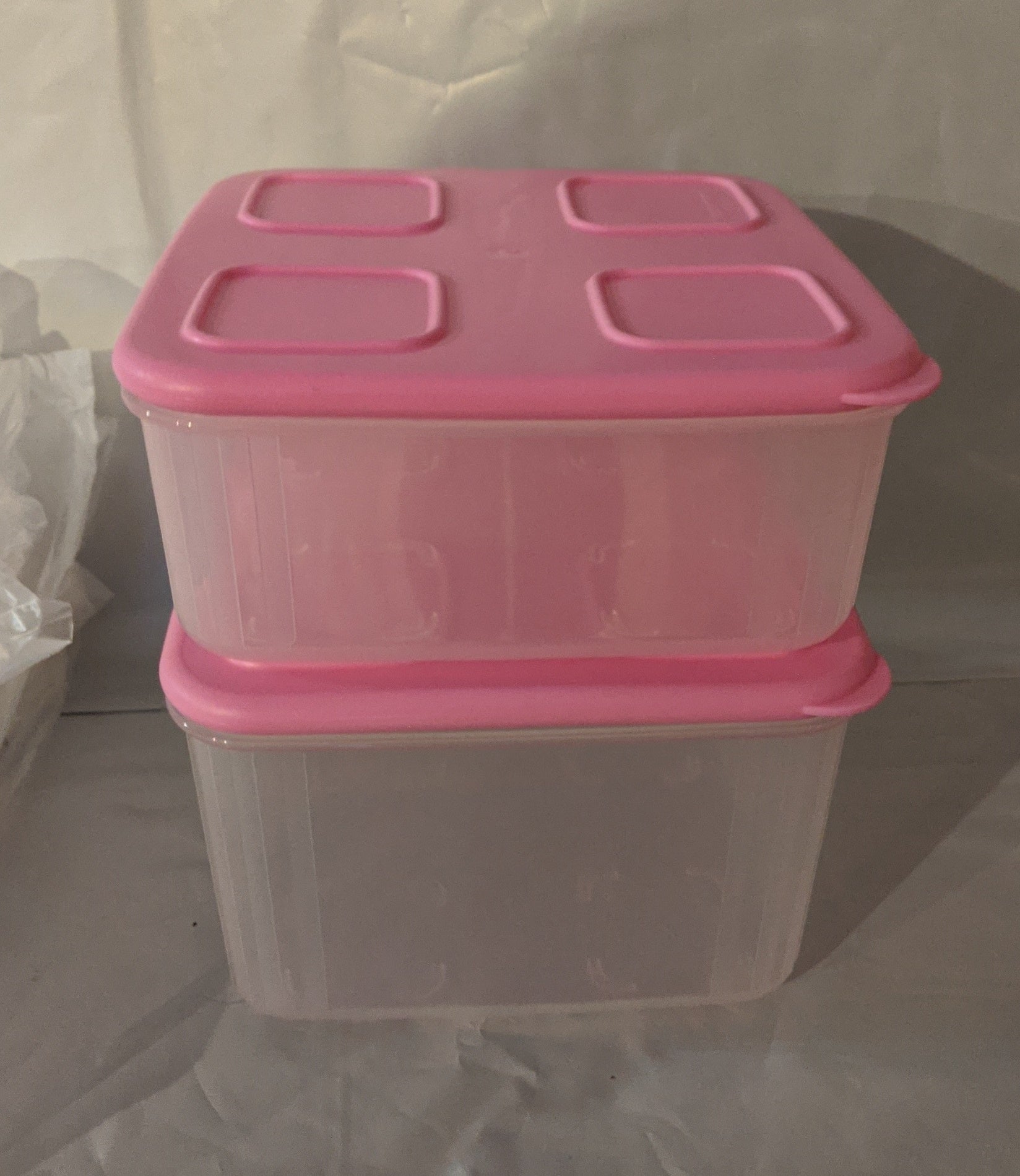 Tupperware SET of TWO Sheer Clear Mates Square MEDIUM 2 & 3 w