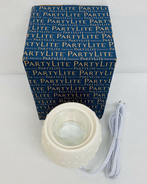PartyLite Electric ScentGlow Porcelain Bisque Wax Aroma Melts Warmer COLOR CHANGING BUTTERFLIES P93258 - Plastic Glass and Wax
