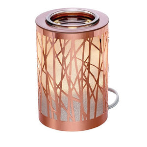 PartyLite Electric ScentGlow Glo Scent Plus Wax Aroma Melts COPPER SHIMMERING TREES WARMER - Plastic Glass and Wax