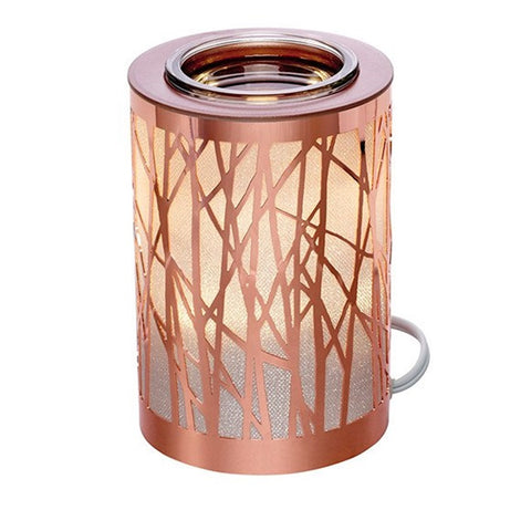PartyLite Electric ScentGlow Glo Scent Plus Wax Aroma Melts COPPER SHIMMERING TREES WARMER - Plastic Glass and Wax