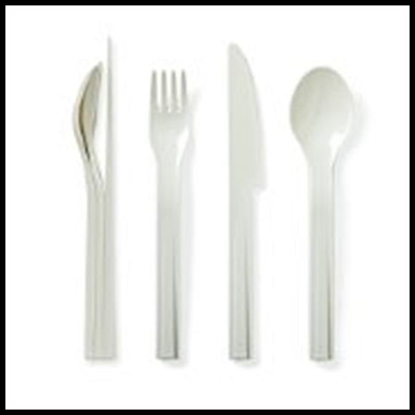 Tupperware ON THE GO ALL IN ONE 3-Pc CUTLERY SET w/ Fork, Spoon, Knife IN SUGAR SNOW WHITE