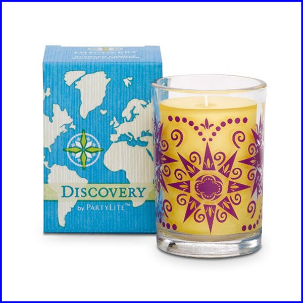 PartyLite ONE DISCOVERY TROPICAL SCENTED WAX JAR CANDLE Indian Blue Lotus & Ginger