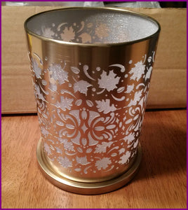 PARTYLITE ENCHANTED GOLDEN LEAVES HURRICANE SLEEVE TEALIGHT VOTIVE CANDLE HOLDER - Plastic Glass and Wax