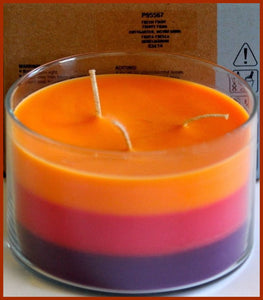 PartyLite Original 3-Wick Round Glass Jar Boxed Candle FRESH FRUITS LAYERED WAX