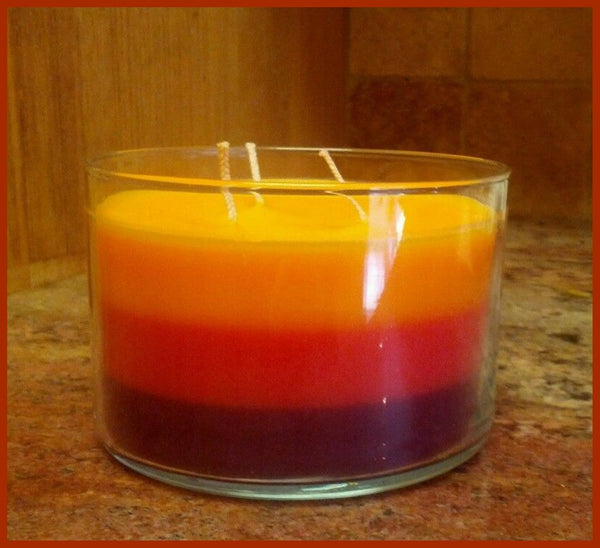 PartyLite Original 3-Wick Round Glass Jar Boxed Candle FRESH FRUITS LAYERED WAX