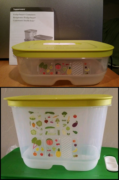 TUPPERWARE Sheer FridgeSmart Mini Storage Container Keeper Salsa Verde / Snow White Seal - Plastic Glass and Wax