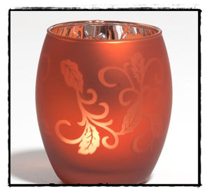 YANKEE FLICKERING HARVEST ORANGE & METALLIC SILVER GLASS VOTIVE TEALIGHT CANDLE HOLDER - Plastic Glass and Wax ~ PGW