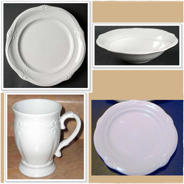 Southern Living at HOME GALLERY WHITE WARE CERAMIC POTTERY 2 SOUP BOWLS - Plastic Glass and Wax ~ PGW