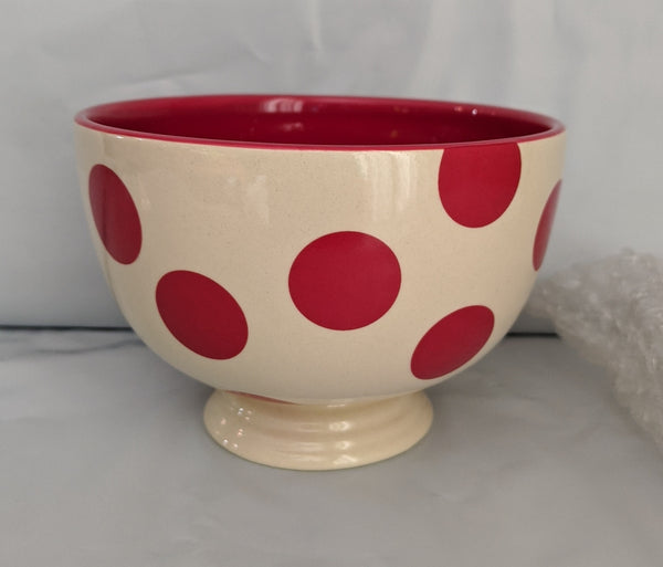 SOUTHERN LIVING AT HOME SET of 2 GRAMERCY GLAZED POTTERY POLKA DOT BOWLS NIB