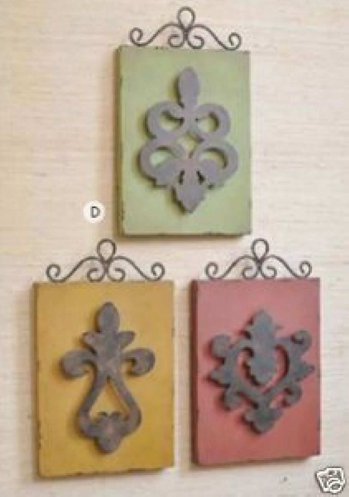 SOUTHERN LIVING AT HOME HERITAGE WALL ART SET OF 3 DECORATIVE PLAQUES - Plastic Glass and Wax ~ PGW