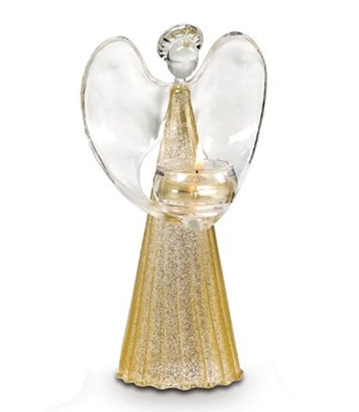 Partylite Hope Angel of Light Golden Glass Tealight Holder - Small 8.5"