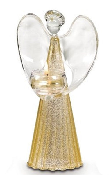 Partylite Hope Angel of Light Golden Glass Tealight Holder - Small 8.5"