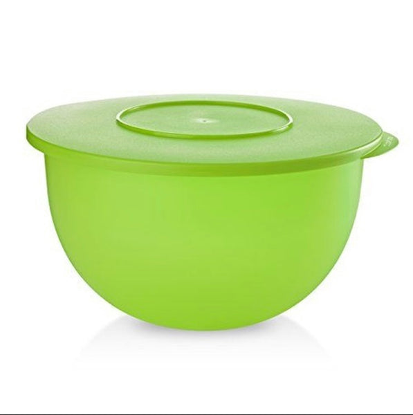 TUPPERWARE 4 IMPRESSIONS BOWLS 32-c Salsa Verde ~ 18-c Emberglow ~ 10-c Parrot ~ 5.5-c Blue - Plastic Glass and Wax