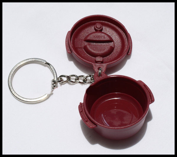 TUPPERWARE Mini Pressure Cooker Key Chain Bordeaux / Radish - Plastic Glass and Wax ~ PGW