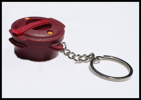 TUPPERWARE Mini Pressure Cooker Key Chain Bordeaux / Radish - Plastic Glass and Wax ~ PGW